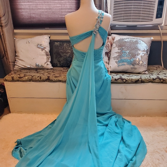 Sea blue prom dress - Picture 3 of 5